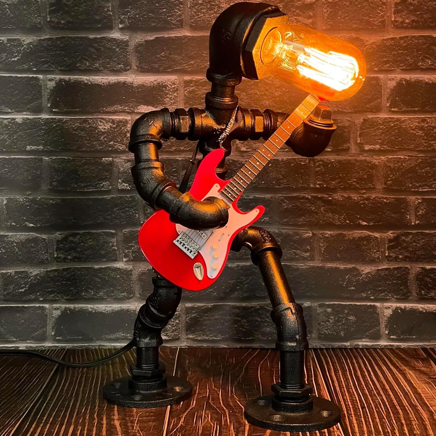 Steampunk Pipe Man Lamps Retro Guitars Metal Pipe Industrial Robot Lights