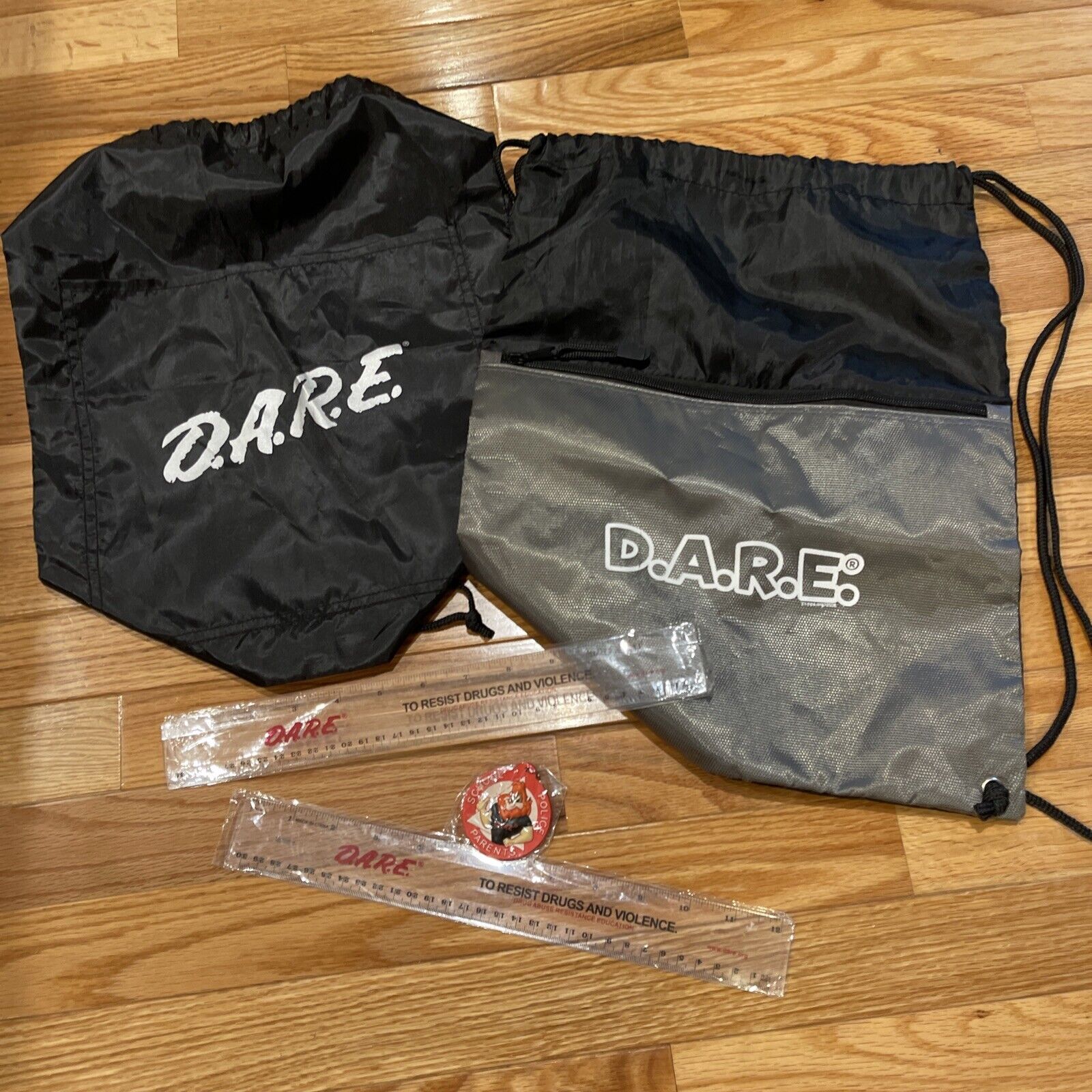 Dare Lot D.A.R.E Soft Plastic Lion Keychain, 2 Rulers. 2 Back Packs