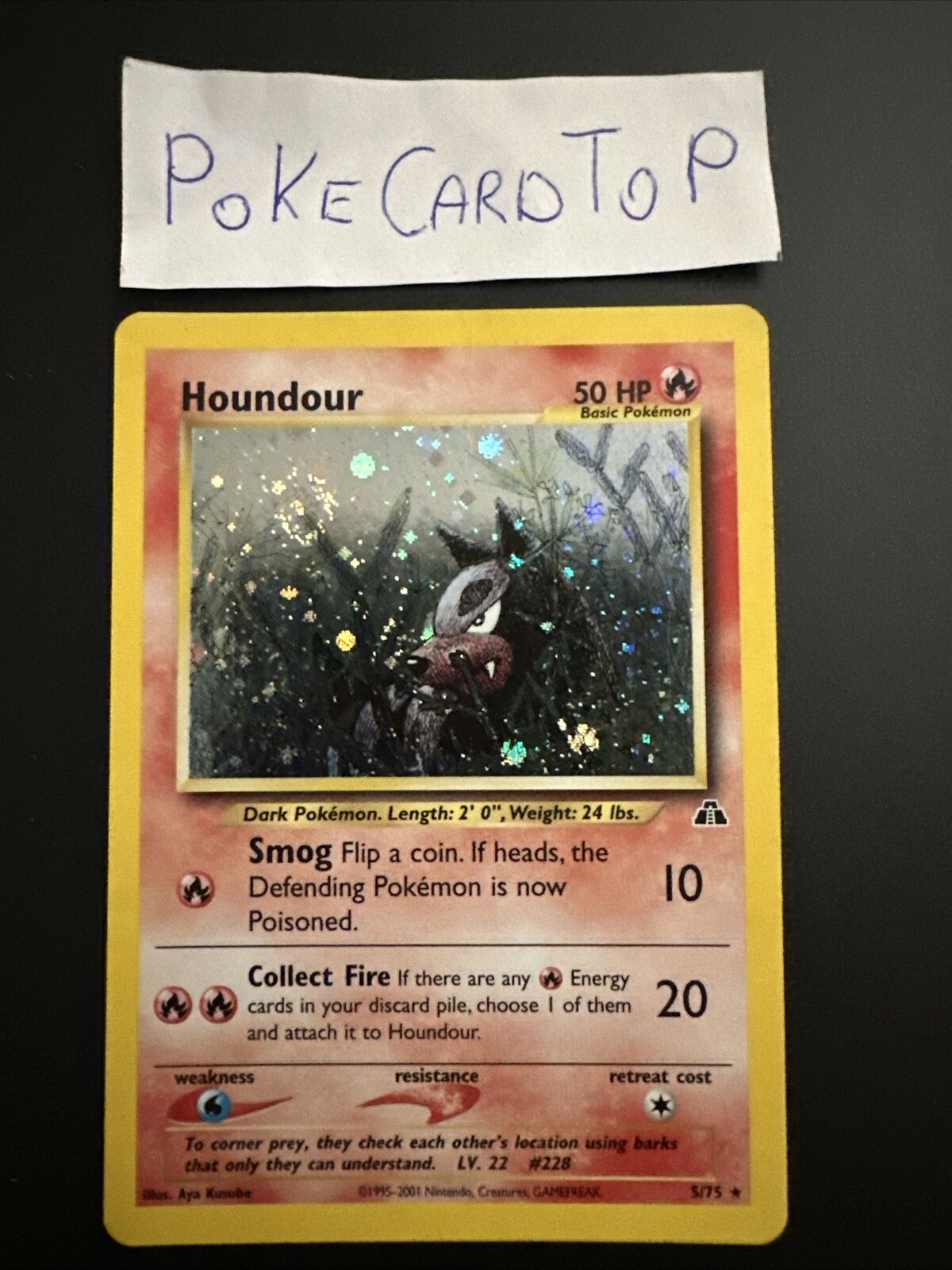 Pokemon Card Houndour 5/75 - Neo Discovery - Eng-Holo-Swirl-Nm