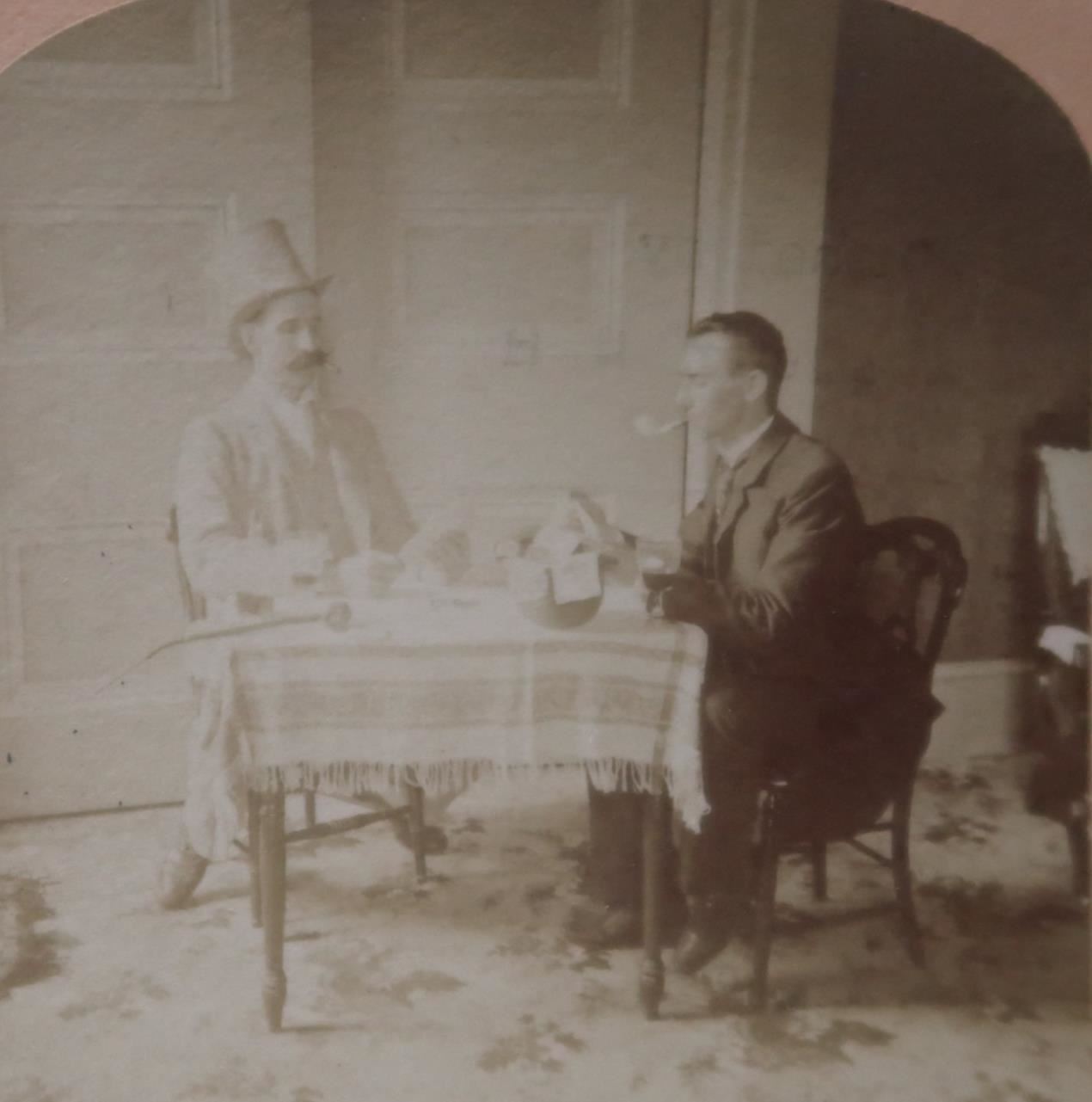 1891 GAMBLING CARD GAME THE TENDERFOOT SMOKING HAT B.W. KILBURN STEREOVIEW 28-2