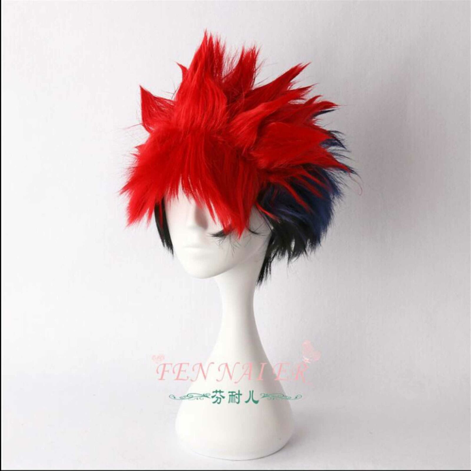 Red gradual change blue black men Dazzling hairstyle cosplay wig Rose