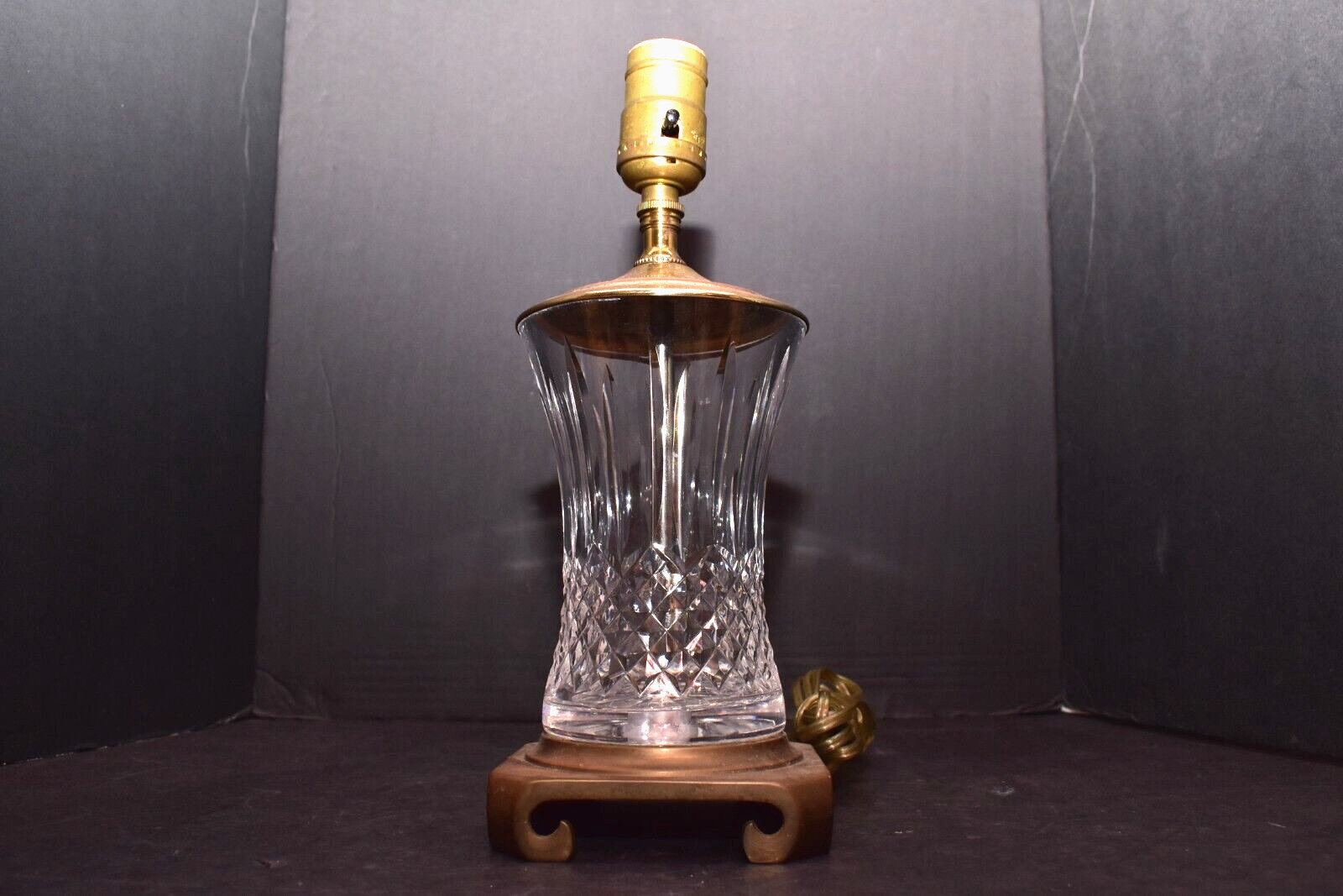 VTG Waterford Crystal Brass Table Desk Lamp Electric Signed Lismore
