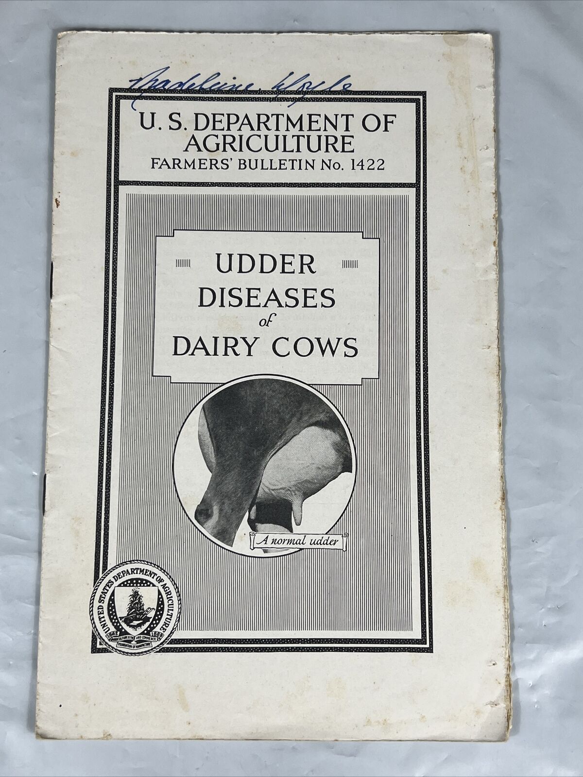 Vintage US Department Of Agriculture 1934 Udder Diseases of Dairy Cows 1934 WOW