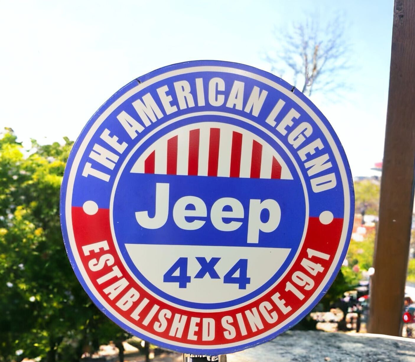 JEEP THE AMERICAN LEGEND  PORCELAIN ENAMEL  SIGN  48 INCHES 4 FEET  DSP