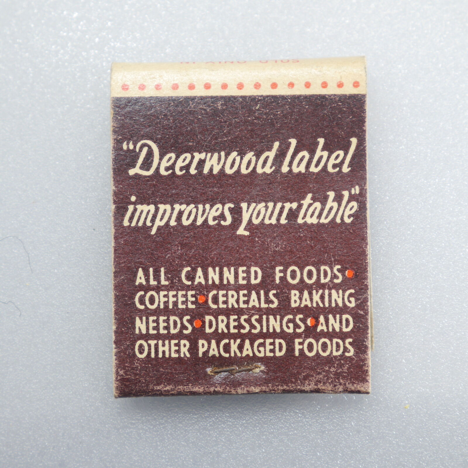 Deerwood Foods Matchbook Vintage Cover Unstruck Chicago Illinois