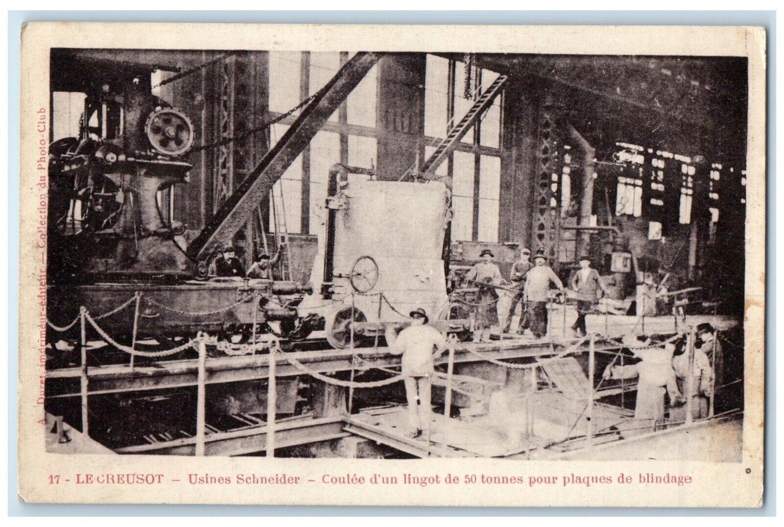 1916 Schneider Factories Casting Of 50 Ton Ingot Le Creusot France Postcard