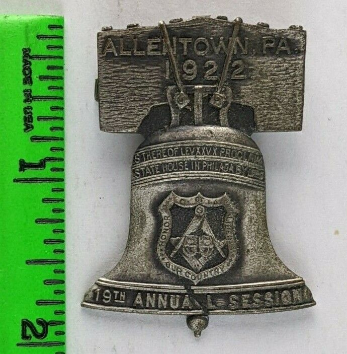 Vintage 1922 Allentown Pennsylvania Order Independent Americans Bell Pin Badge