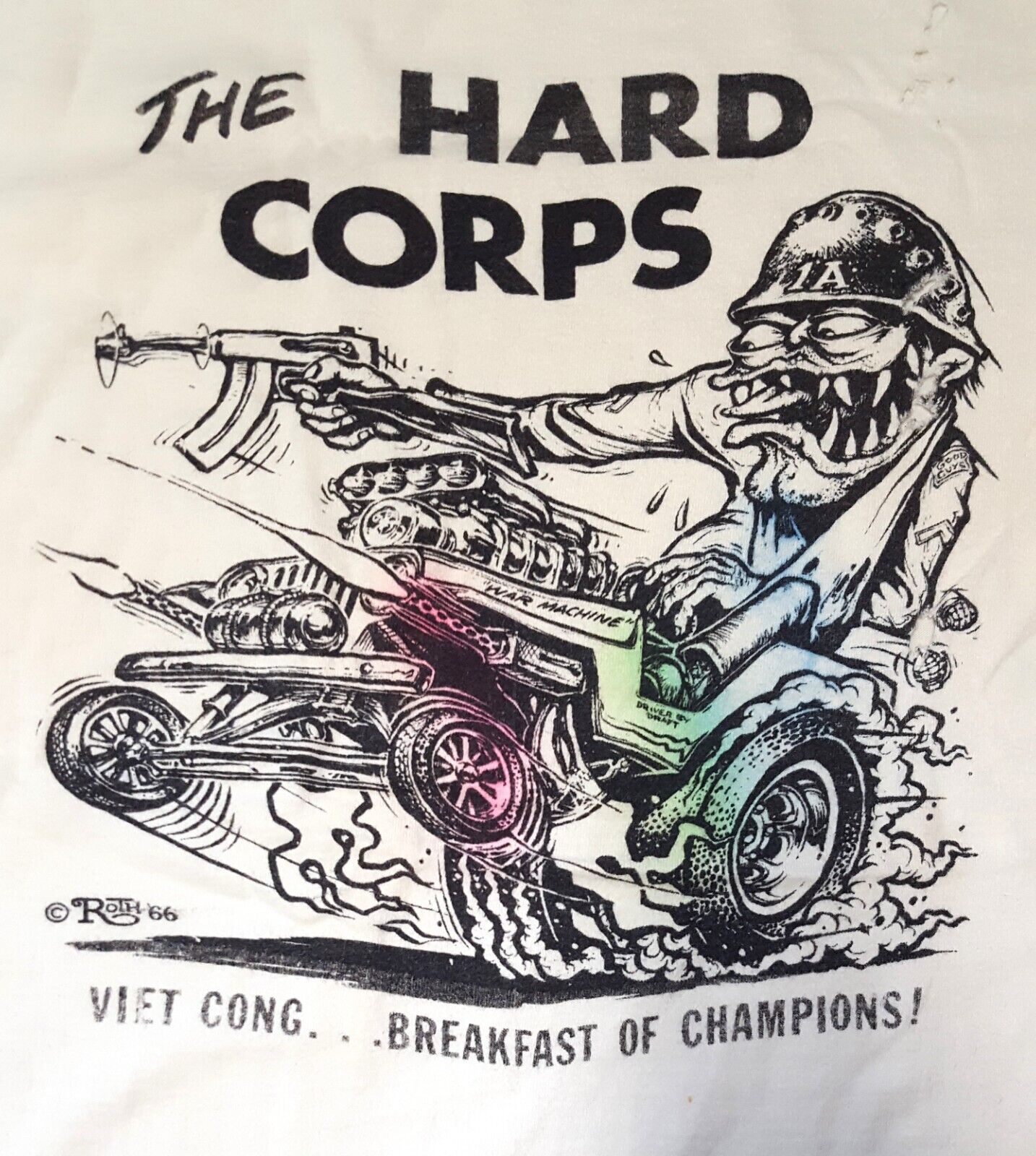 Vintage Ed Roth Vietnam Era T-Shirt Hard Corps Viet Cong Breakfast 1966 Airbrush