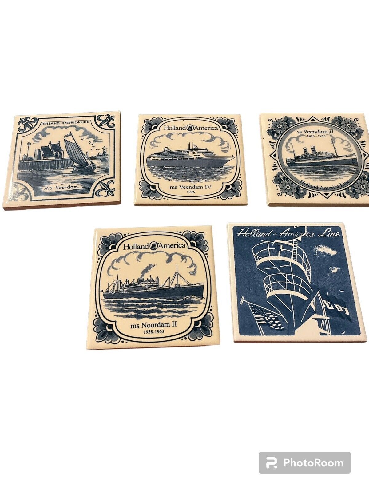 Collectible Lot Of 5 Holland America Cruise line Coasters Ceramic