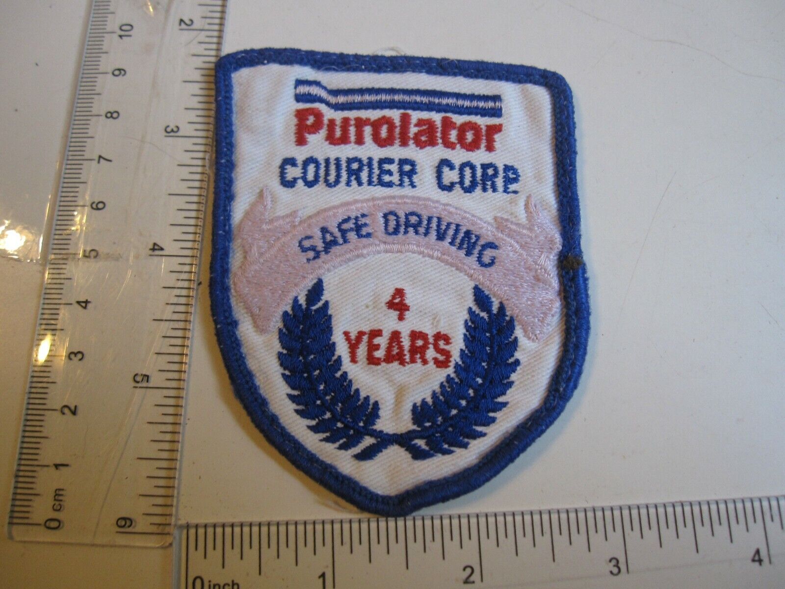 Vintage Purolator Courier Corp. 4 Years Safe Driving Patch BIS