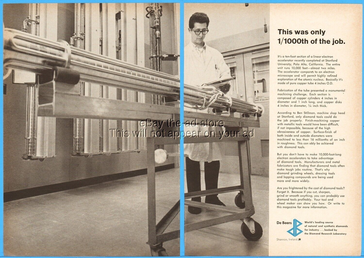 1967 Stanford Palo Alto CA Linear Electron Accelerator Ben Stillman De Beers Ad