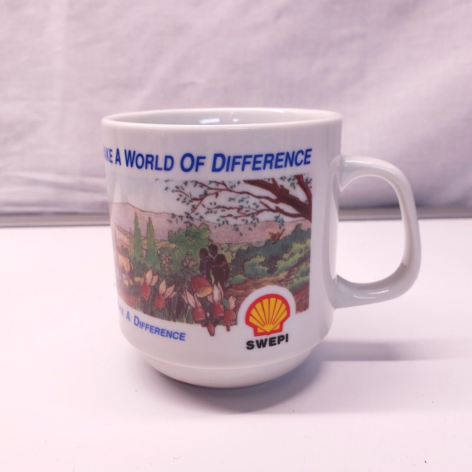 Vintage SWEPI Shell Oil Coffee Cup Advertising Environmental awareness