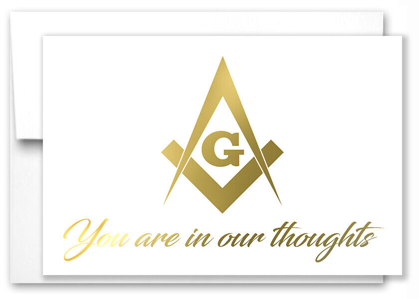 MASONIC GET WELL GREETING NOTE/ CARD- GOLD FOIL- WITH ENVELOPES - SET OF 10
