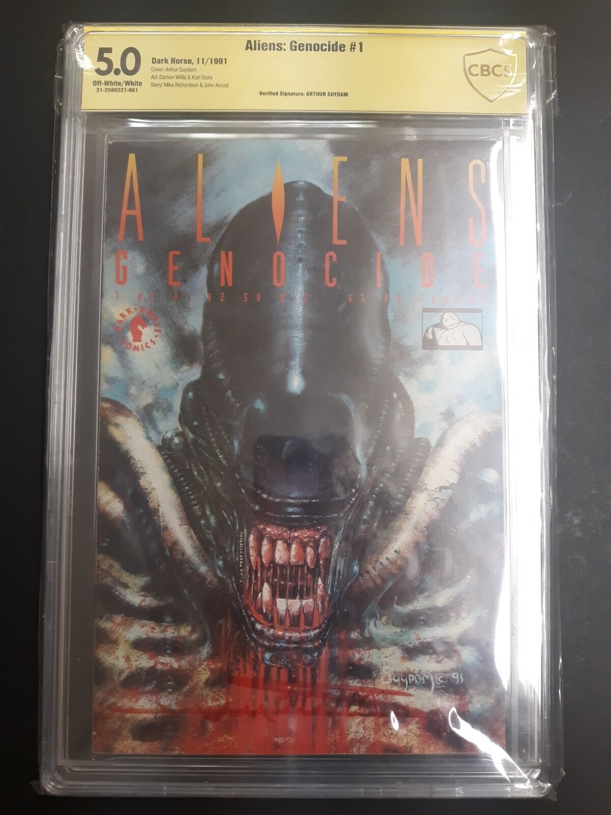 Aliens: Genocide #1 (1991) SIGNED by ARTHUR SUYDAM CBCS Graded 5.0 VG/FN