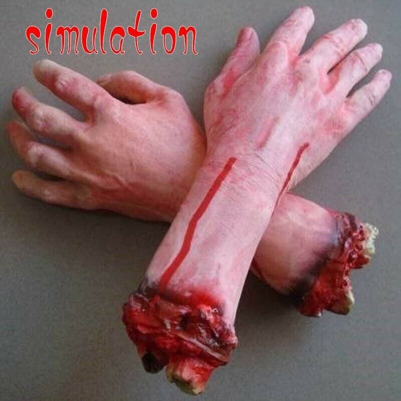Bloody Horror Scary Halloween Prop Severed Life Size Arm Hand House 22-23h