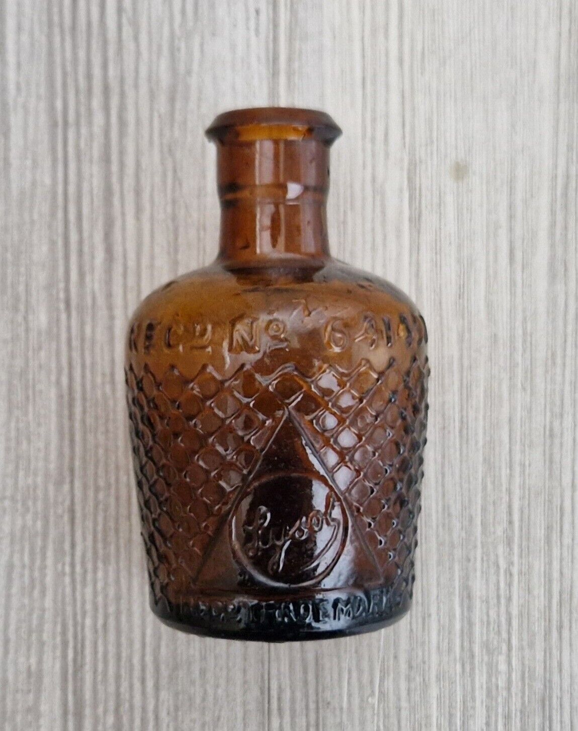 Lysol Lattice Amber Glass Not To Taken Poison Bottle (Vintage, Antique)