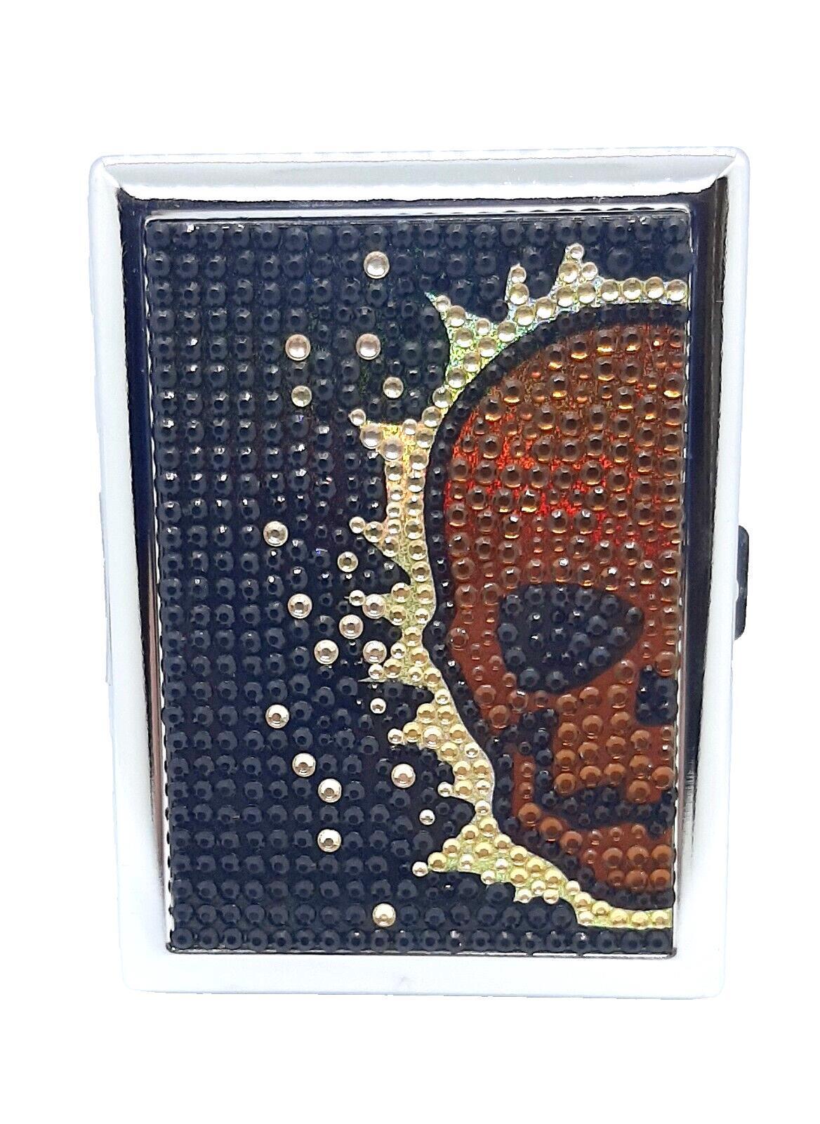 RYO Metal Brown Skull Handcrafted Stones 100s Size Cigarette Case
