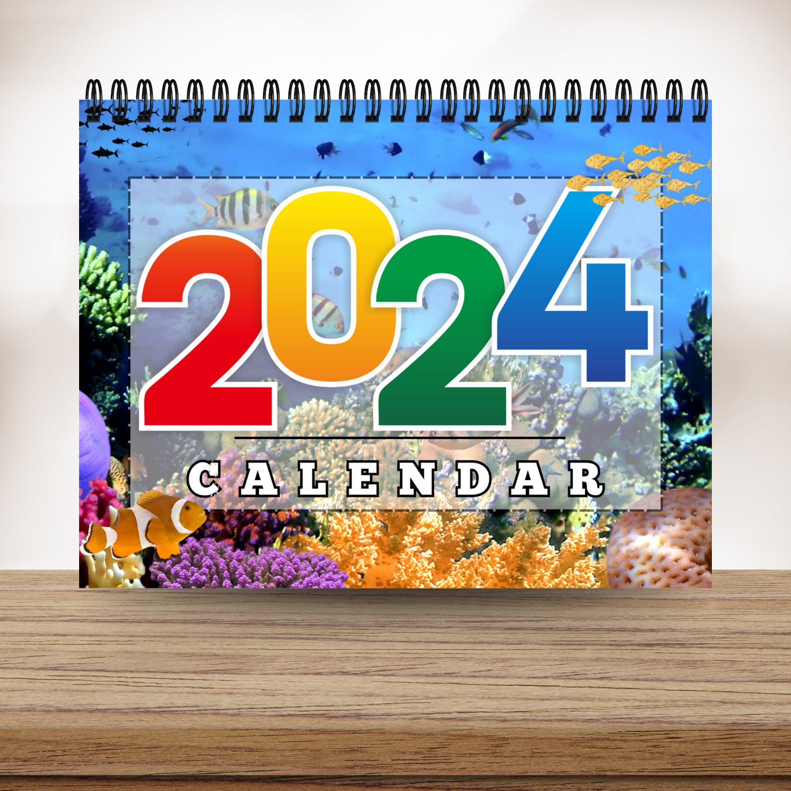 Coral Reef 2024 Calendar | 12 Month Calendar | Spiral Bound Monthly Calendar
