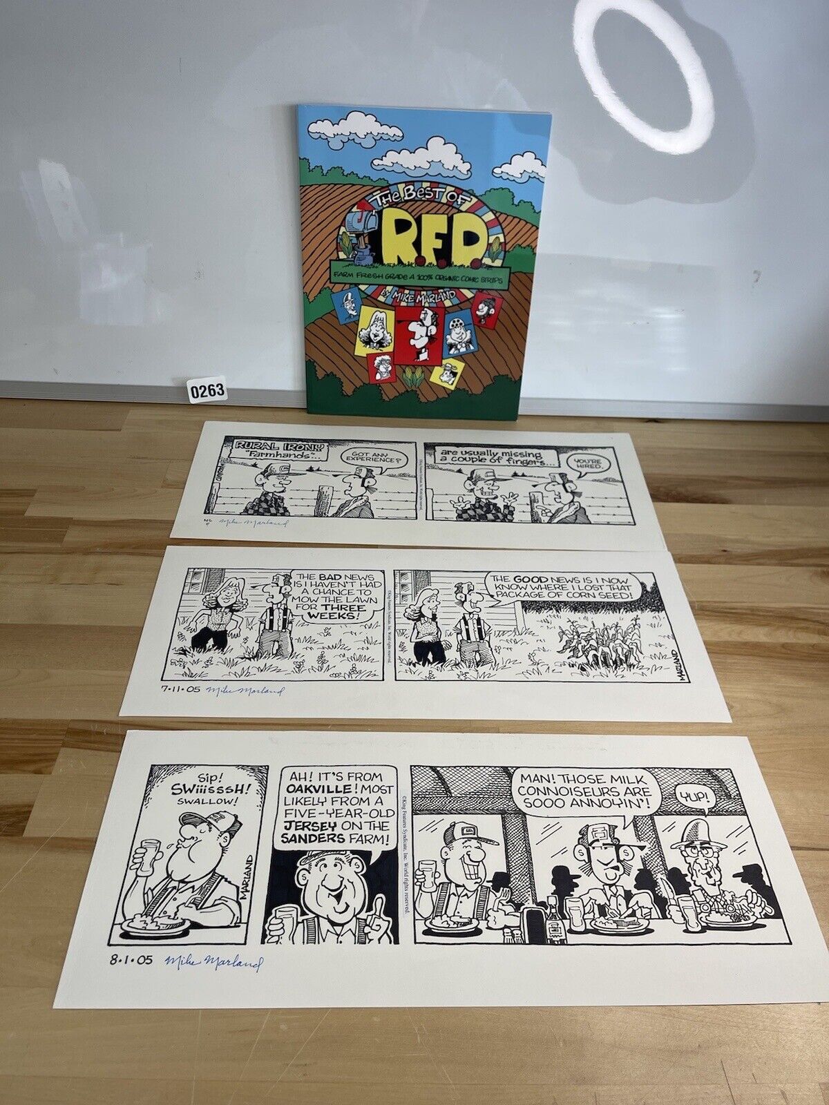 Vintage Comic Strip Art R.F.D.  Rural Humor 3 Strips & Book Signed Mike Marland
