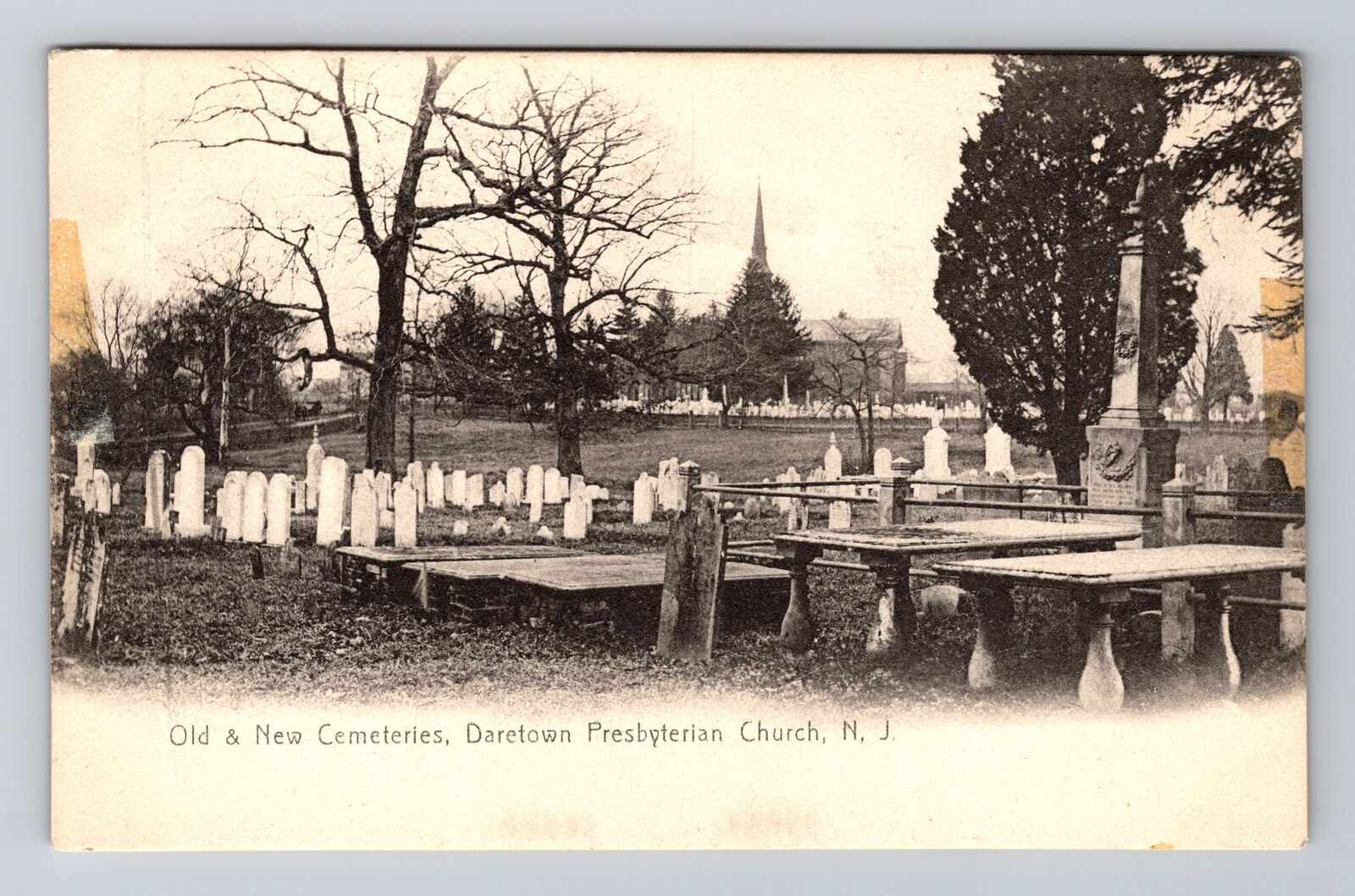Daretown Presbyterian Church NJ-New Jersey, Cemeteries, Vintage Postcard
