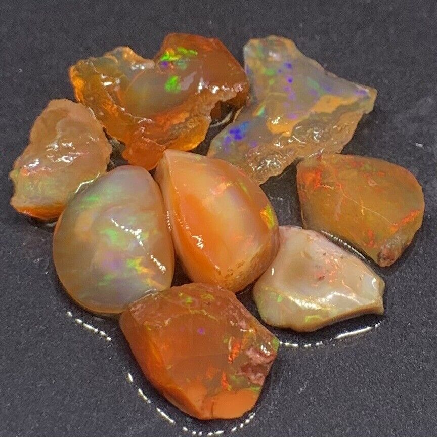 Multifired Colorful Select Mexican Fire Opal Rough Raw Uncut Loose Opal Parcel
