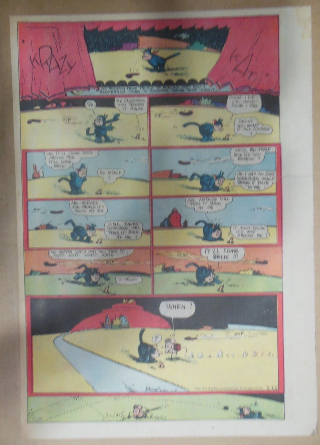 Krazy Kat Sunday Page by George Herriman from 2/25/1940 Size: 11 x 15 inch Rare