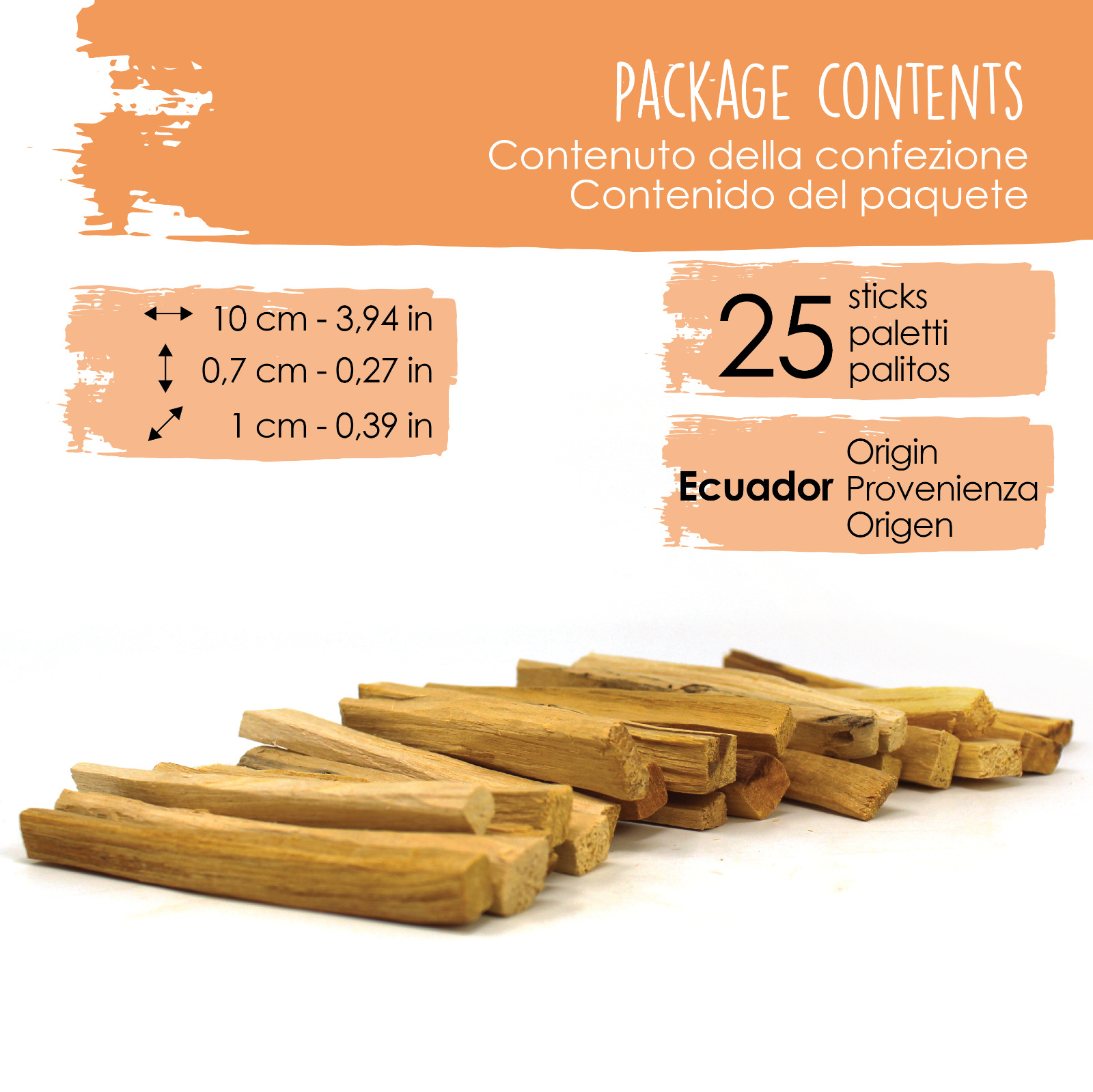 25 Palo Santo Incense wood sticks 100 % Natural Organic Balsamic Scented Ecuador