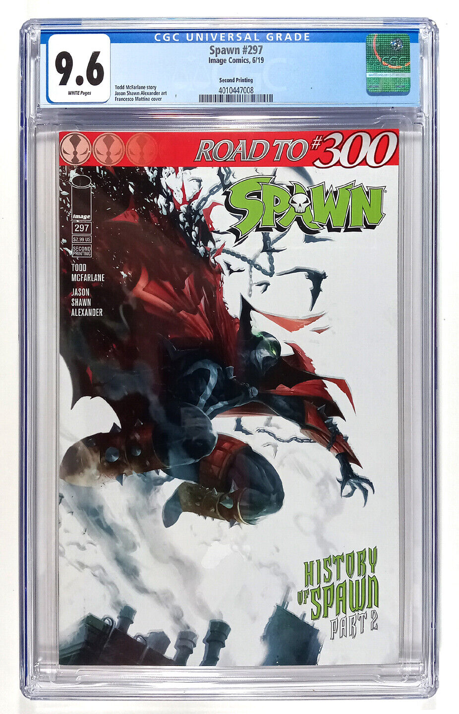Spawn #297  KEY 9.6 CGC White Pgs. 2nd Prt.History of Spawn  (2019) Image  New