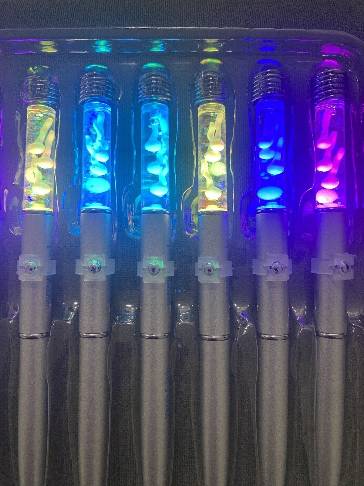 6 Pcs Rainbow Light Up  Pens Sperm And Egg Cryo New