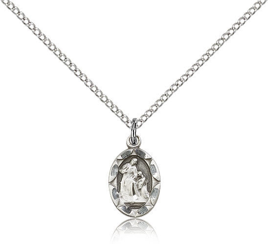 Small St Ann Medal Petite Women Girls Sterling Silver Necklace 18 Chain