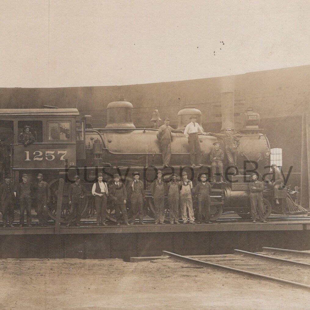 Vintage 1910s RPPC Rock Island Lines Locomotive No 1257 Depot Illinois Postcard
