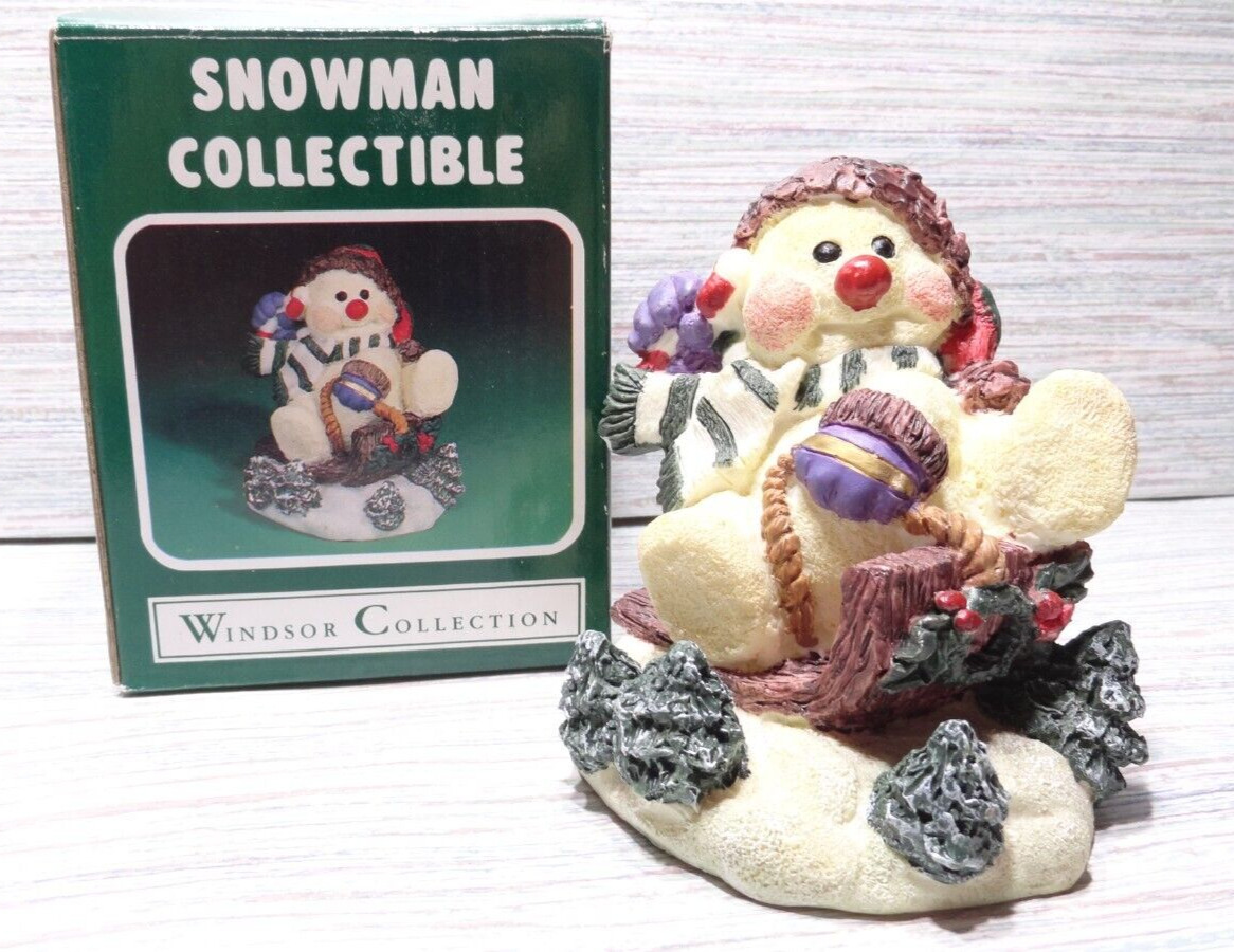 Vintage WINDSOR COLLECTION Snowman Collectible - Snowman Sleigh 3.75\