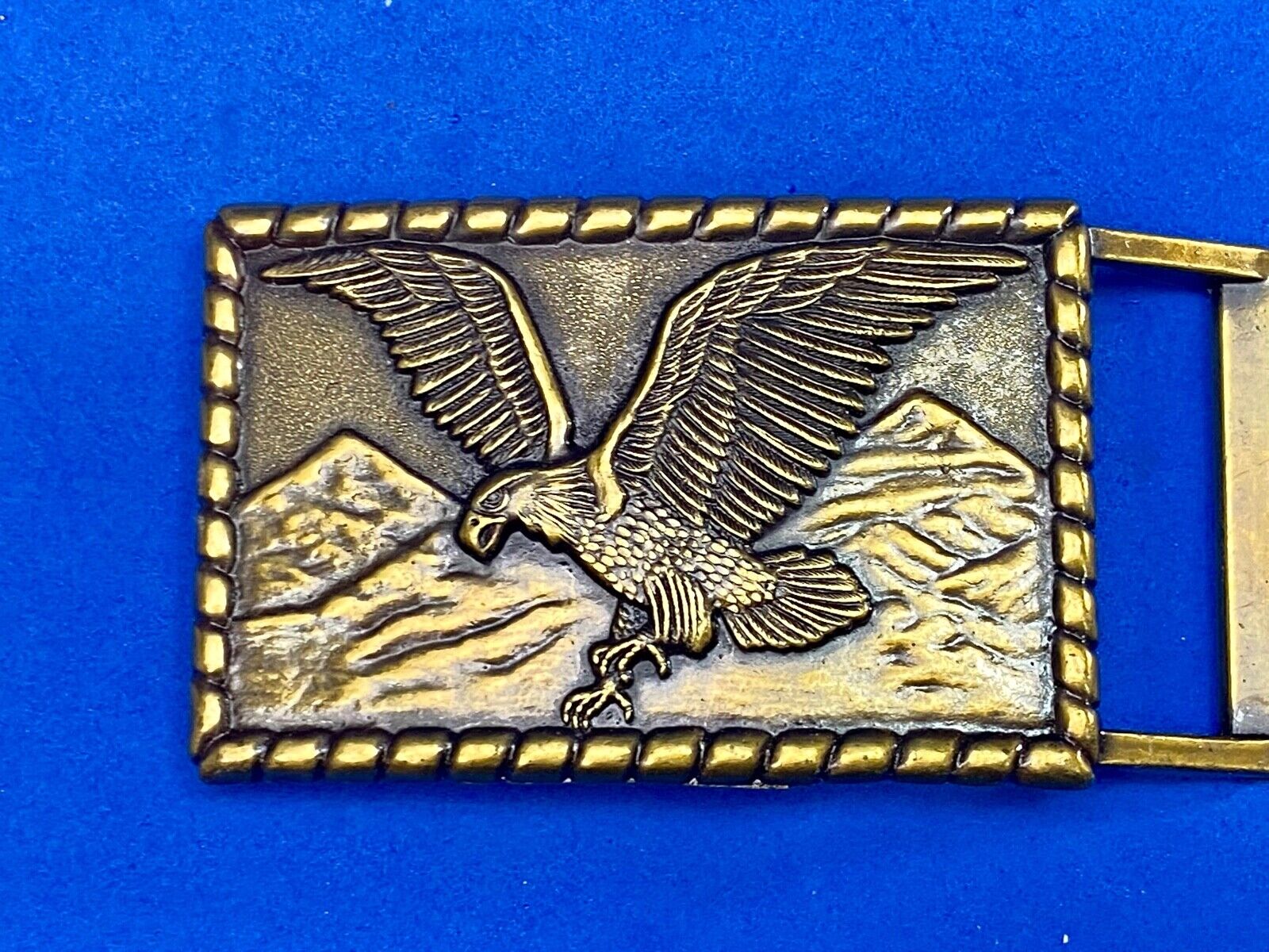 Flying Hunting Eagle Mountain Patriotic Wildlife Themed brass tone Belt Buckle