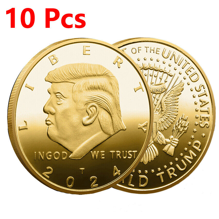 10x 2024 Donald Trump Coin US LIBERTY President Challenge Great EAGLE Gold Color