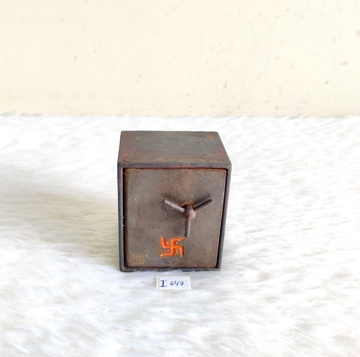 19c Antique Miniature Iron Safe Treasure Money Box Rare Old Collectible I647