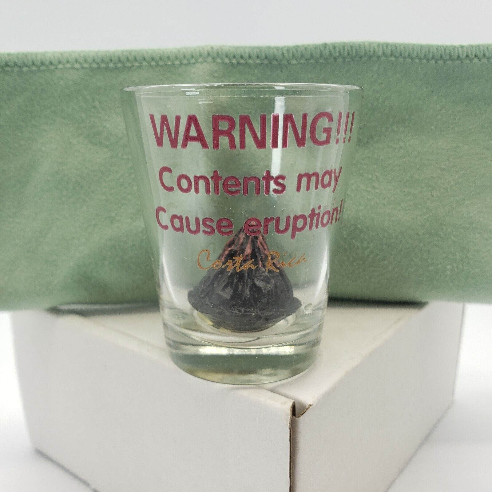 WARNING Contents May Cause Eruption Costa Rica 2.25 Inch Souvenir Shot Glass
