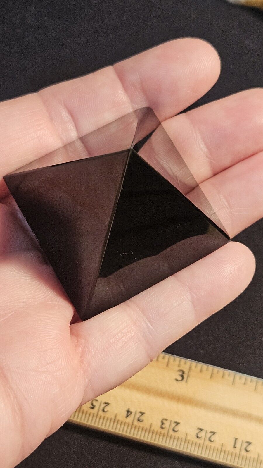 57g Natural Black Agate Crystal Pyramid, Healing, AAA, Perfectly Cut & Polished