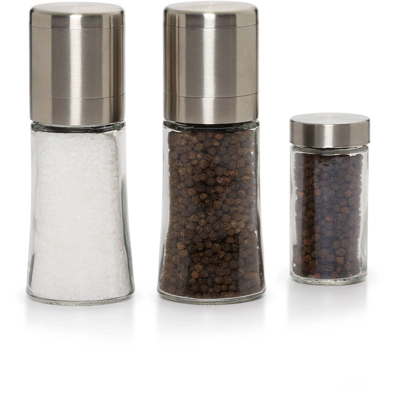 Kamenstein Elite Pre-Filled Salt and Pepper Grinder Set with Pepper Refill Jar