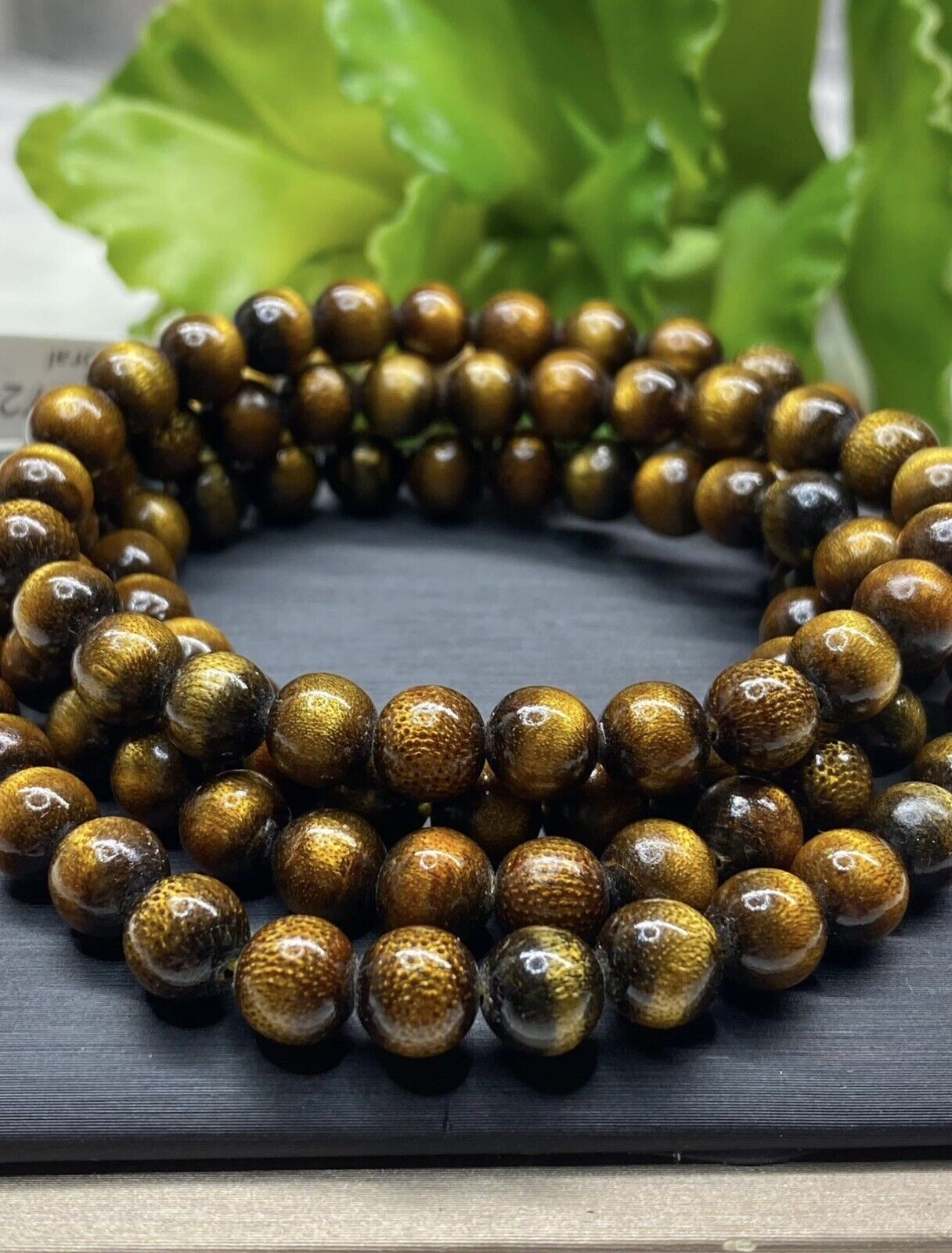 Natural Golden Flash Coral 6MM /108 bead Meditation/Prayer Bracelet,Certificate