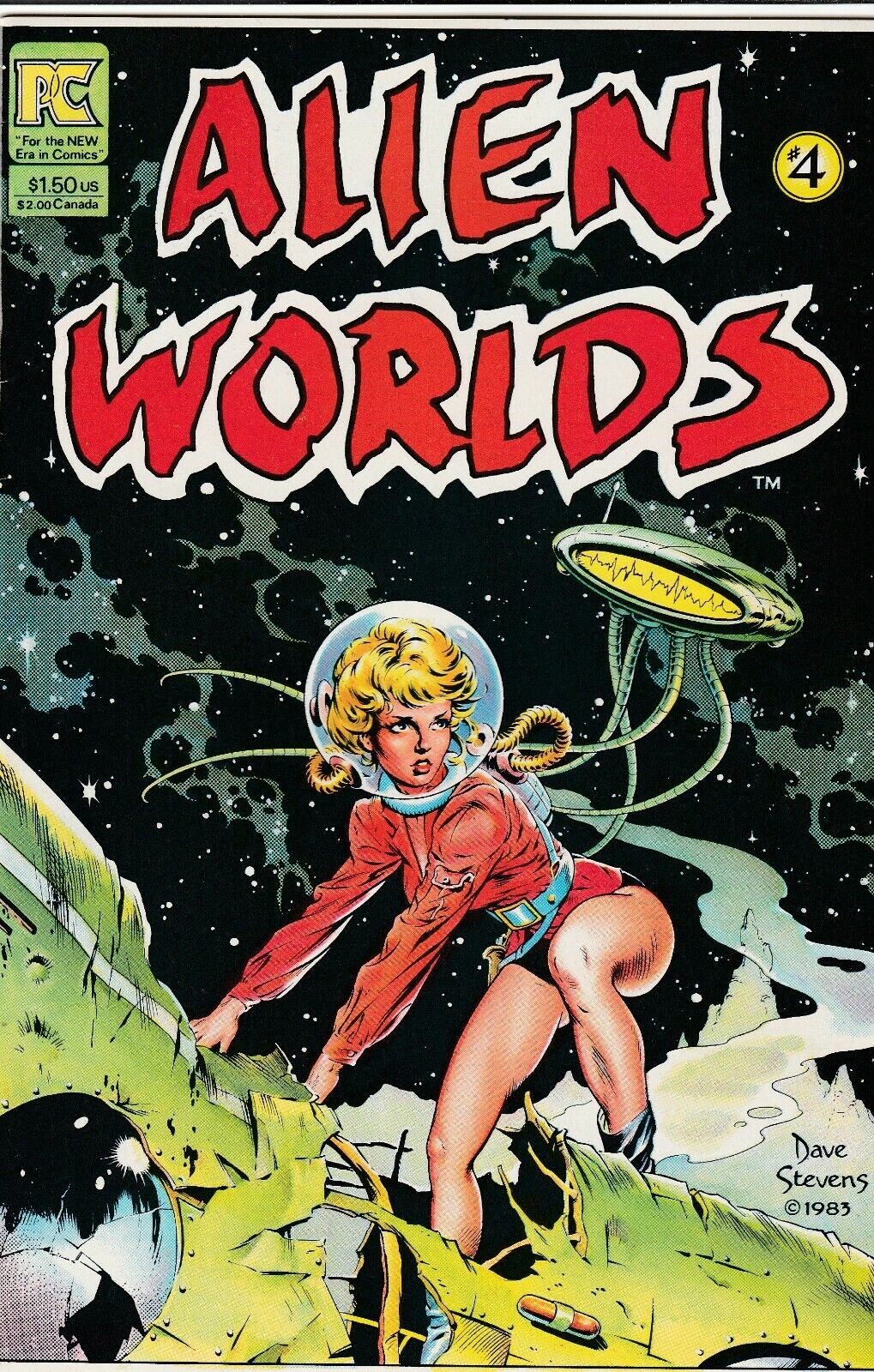 ALIEN WORLDS # 4  DAVE STEVENS SEXY COVER 2 1982 PACIFIC HTF .99 AUCTIONS