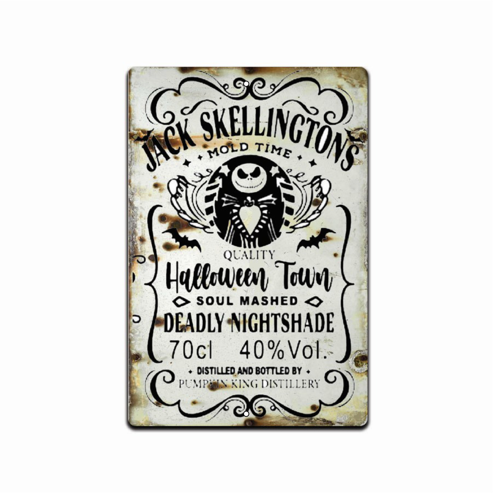 JACK SKELLINGTON MOLD TIME  HALLOWEEN  MOONSHINE BAR TIN METAL SIGN WALL DECOR