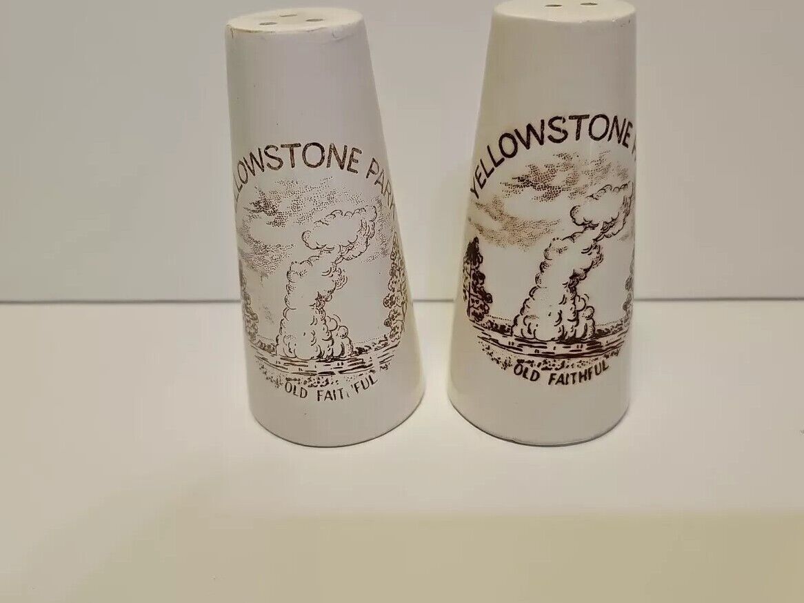 Vintage Salt And Pepper Shakers Souvenir Of Yellowstone Old Faithful