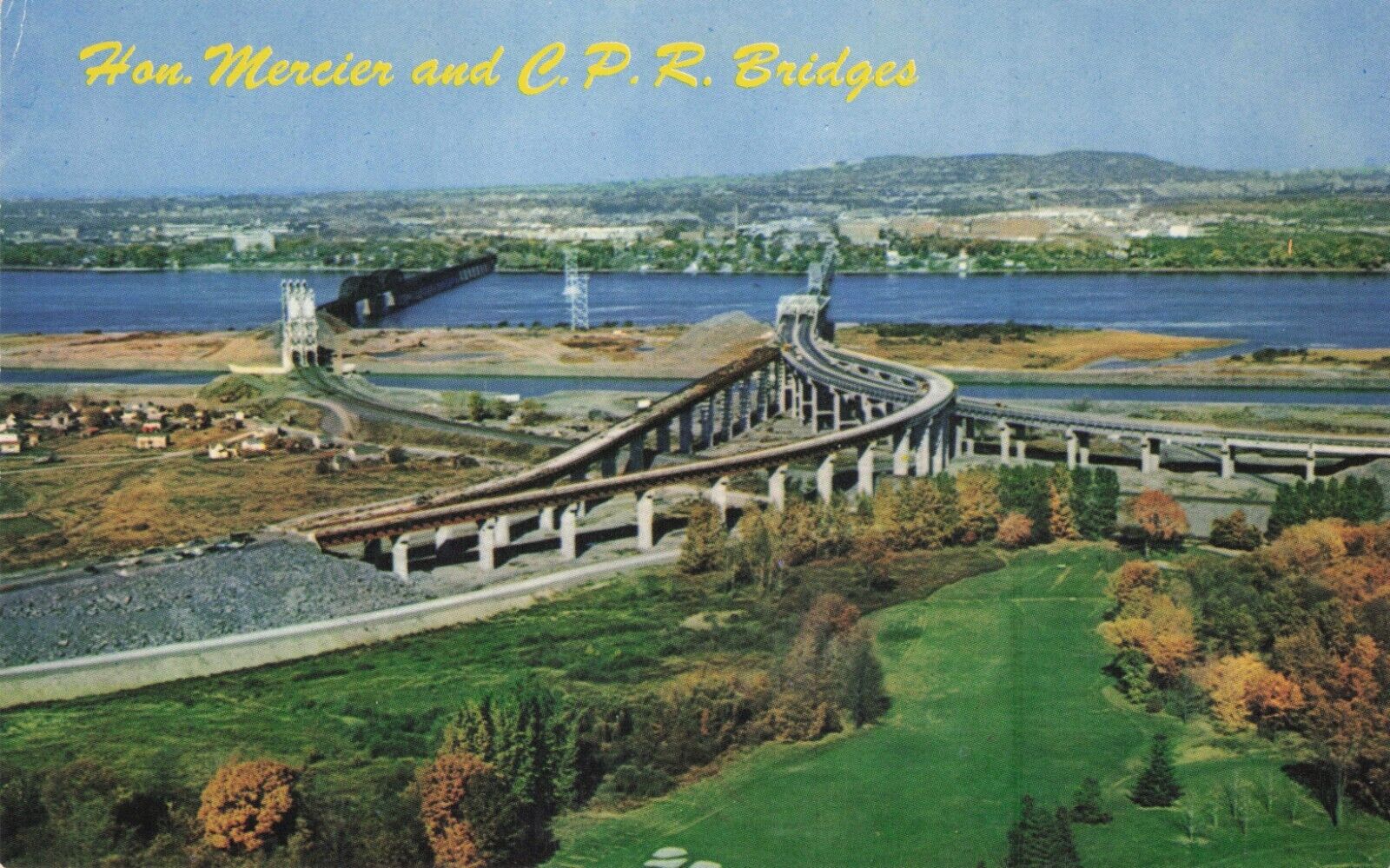 Montreal, Canada Mercier & Canadian Pacific Railway Bridges Vintage Postcard
