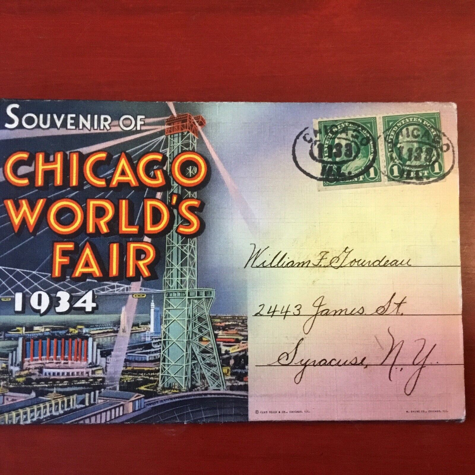 Vintage ~1934 Chicago Worlds Fair Souvenir~Folding Accordion Postcard~Mint Cond~