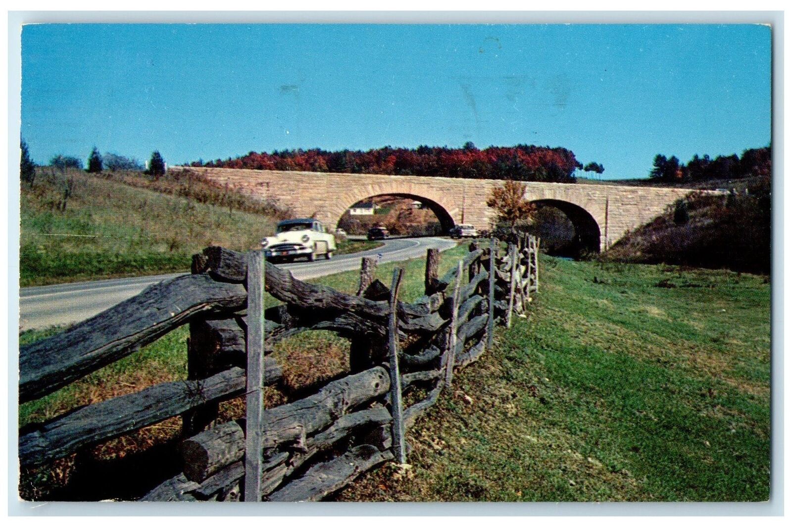 1960 Along The Blue Ridge Parkway Stone Arches Galax Virginia VA Posted Postcard