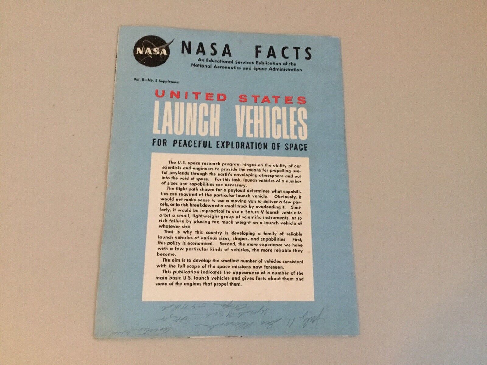 NASA Facts Publication Launch Vehicles