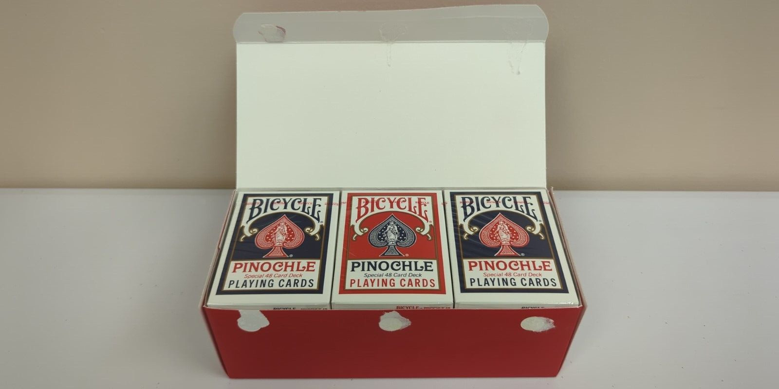 NEW SEALED DOZEN (12) Bicycle Pinochle Decks Red & Blue, US Playing Card Company