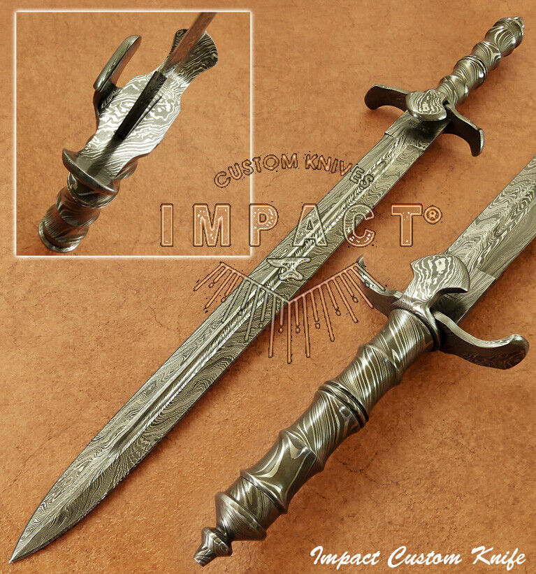 IMPACT CUTLERY RARE CUSTOM 1 OF A KIND ART DAMASCUS DAGGER KNIFE SWORD 