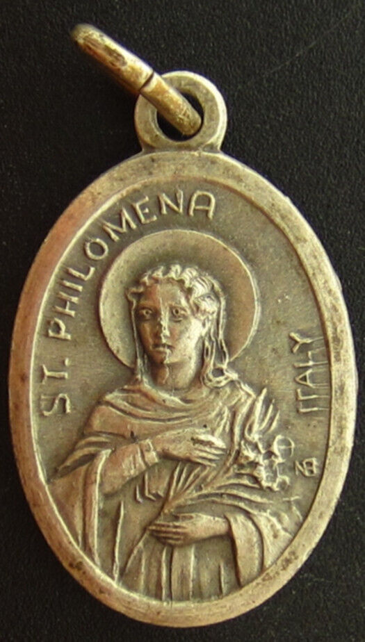 Saint Cure D' Ars Saint Philomena Medal Religious Holy Catholic Signed NB