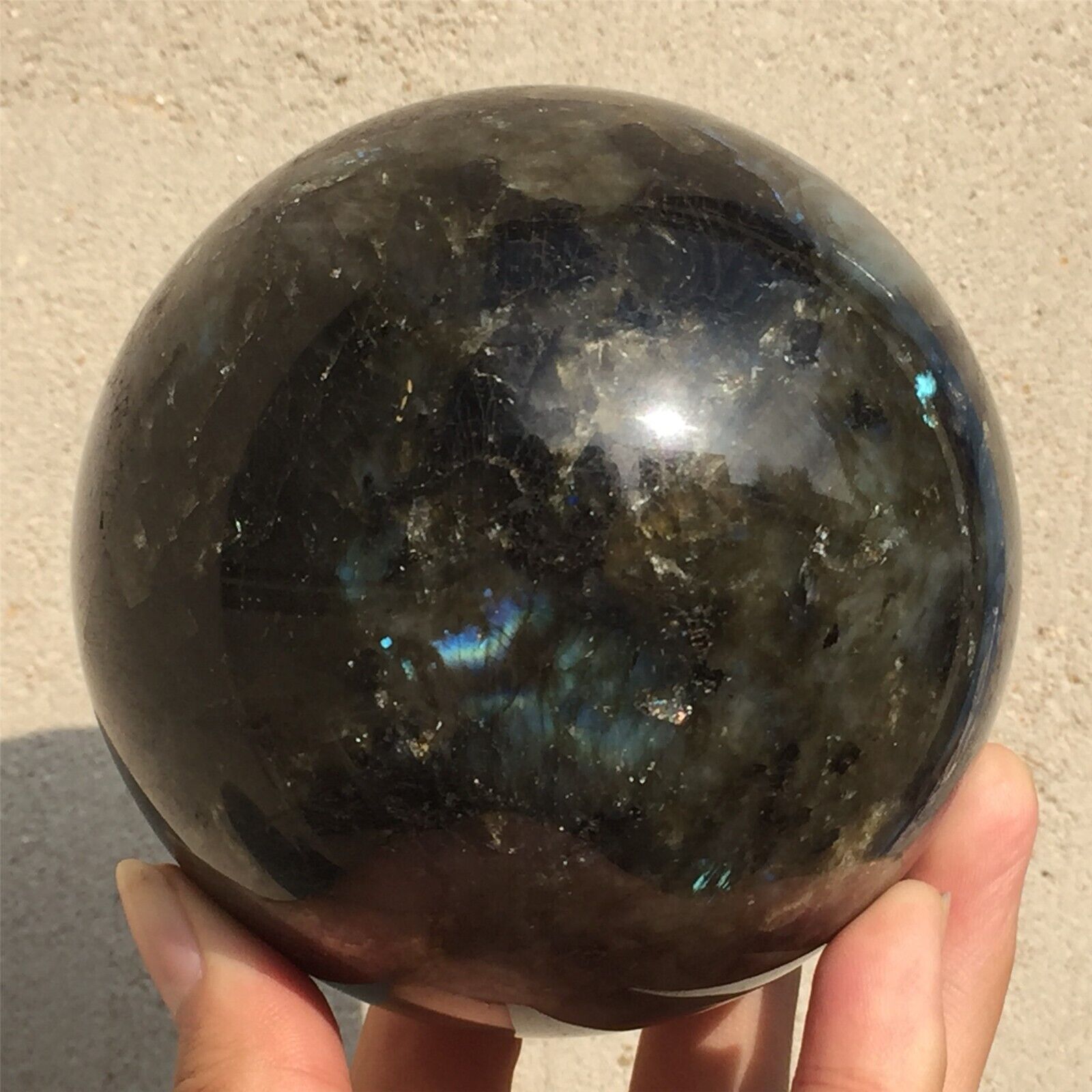 1.44kg Natural labradorite ball quartz crystal sphere 100mm reiki healing XQ2023